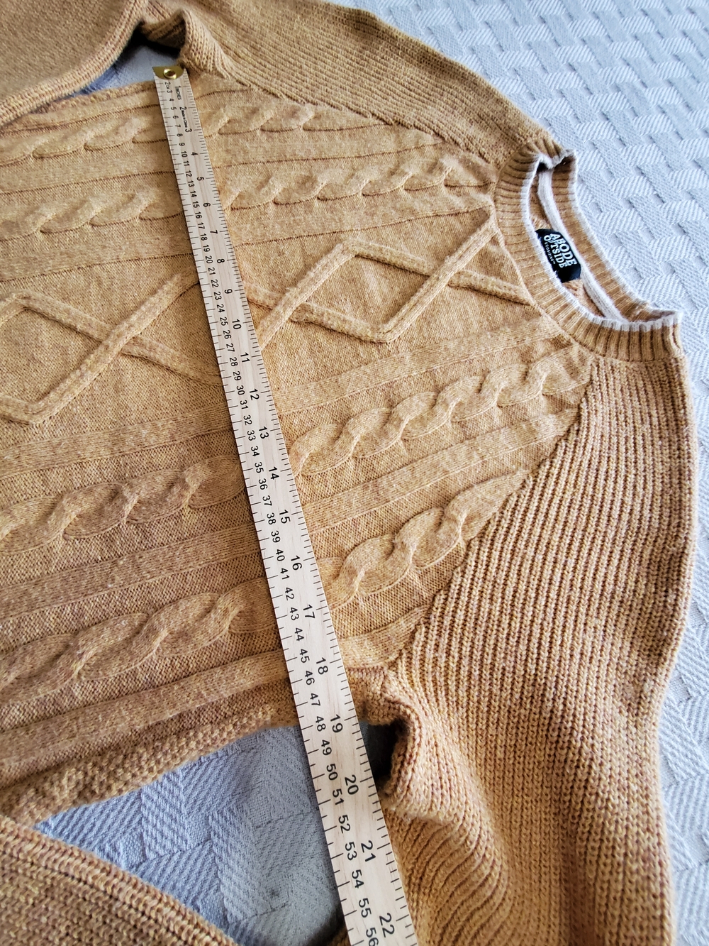 Abode Outside Waypoint Mustard Yellow Cable Knit Pullover Sweater View 6